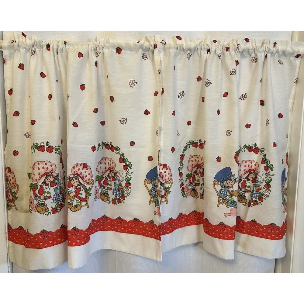 VTG 80s Strawberry Shortcake Curtain Panels Set Of Two